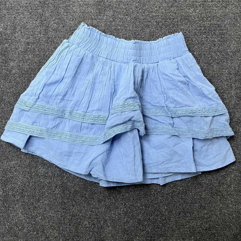 Abercrombie Kids Skirt Girls 11/12 Blue Peasant Tiered Ruffle Lace‎ Trim Casual